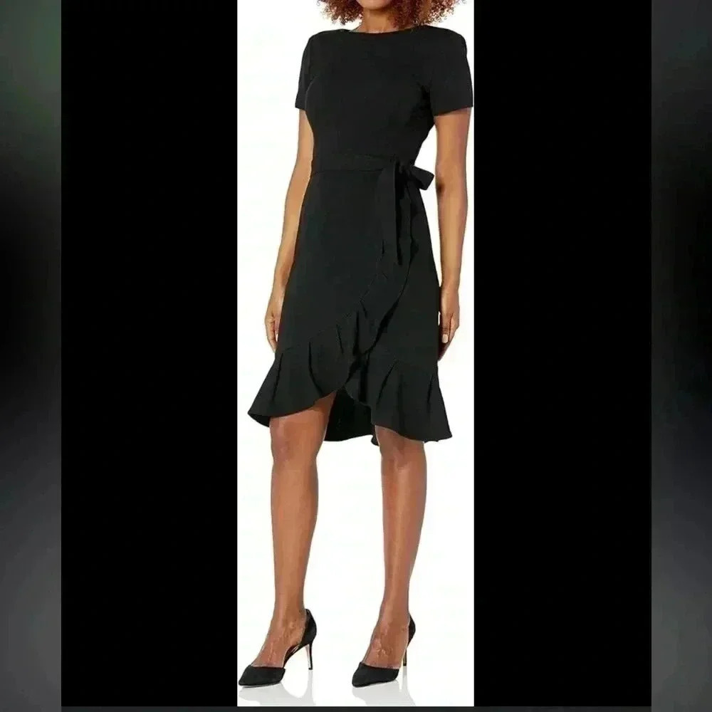 Shelby & Palmer Black Midi Tulip Dress Size 14W